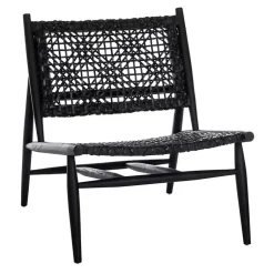 Kirklands Home Accent Chairs|Leather Woven Accent Chair Black