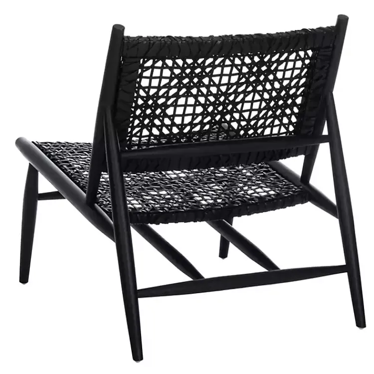 Kirklands Home Accent Chairs|Leather Woven Accent Chair Black
