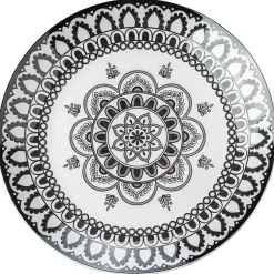Kirklands Home Dinnerware|Black Lila Patterned 12-pc. Dinnerware Set