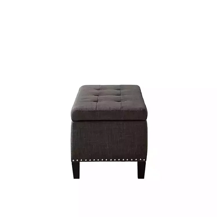 Kirklands Home Benches & Ottomans|Linen Button Tufted Storage Bench Black