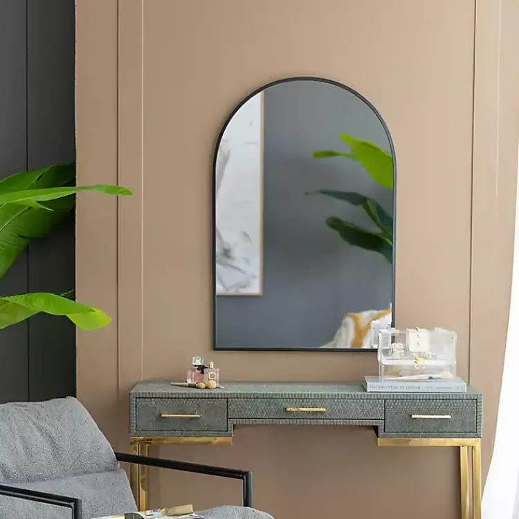 Kirklands Home Decorative Mirrors|Long Arched Wall Mirror Black