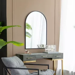 Kirklands Home Decorative Mirrors|Long Arched Wall Mirror Black