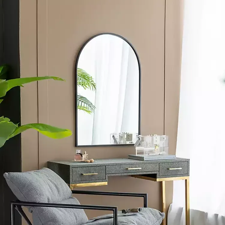 Kirklands Home Decorative Mirrors|Long Arched Wall Mirror Black