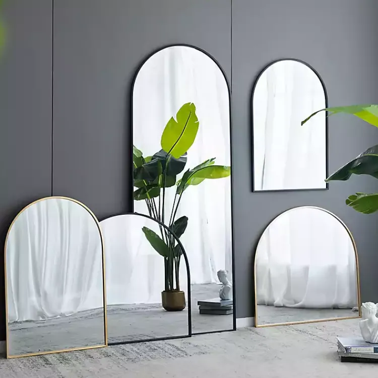 Kirklands Home Decorative Mirrors|Long Arched Wall Mirror Black