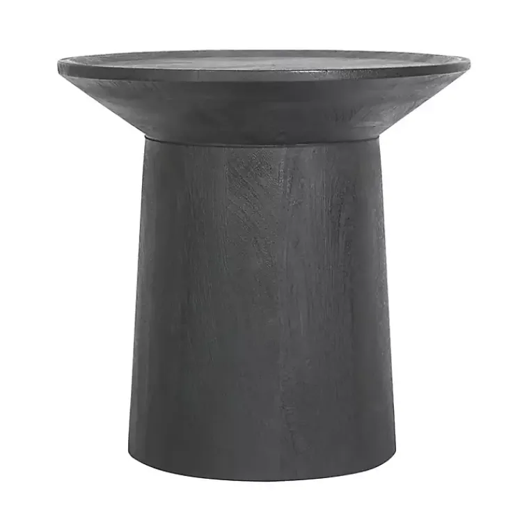 Kirklands Home Accent & End Tables|Mango Wood Round Pedestal Accent Table Black
