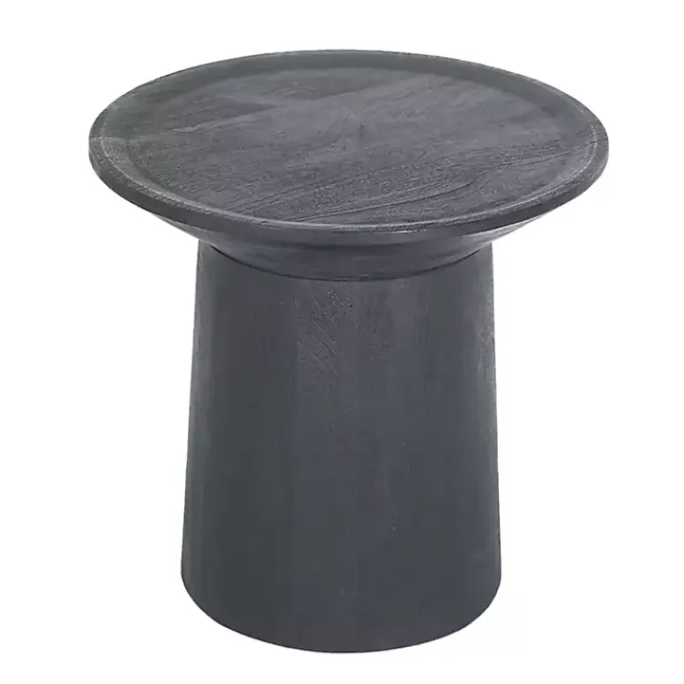 Kirklands Home Accent & End Tables|Mango Wood Round Pedestal Accent Table Black
