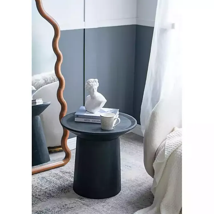 Kirklands Home Accent & End Tables|Mango Wood Round Pedestal Accent Table Black