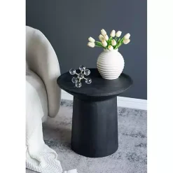 Kirklands Home Accent & End Tables|Mango Wood Round Pedestal Accent Table Black
