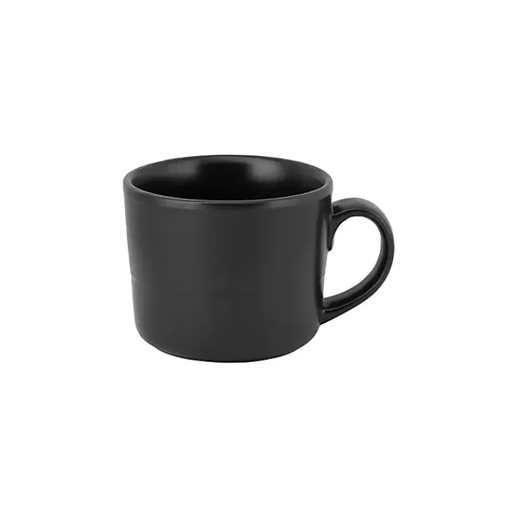 Kirklands Home Dinnerware|Matte Double Line 16-pc. Dinnerware Set Black