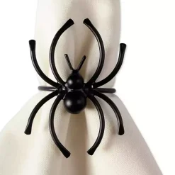 Kirklands Home Table Linens|Matte Spider Napkin Rings, Set of 6 Black