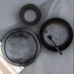 Kirklands Home Outdoor Dining|Melamine Santal Dinner Plates, Set of 6 Black