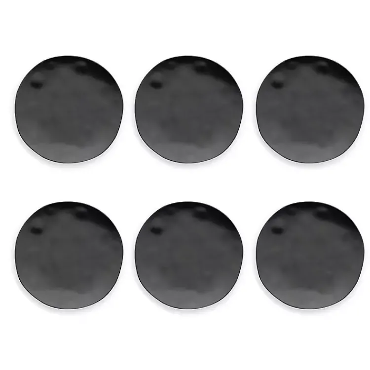 Kirklands Home Outdoor Dining|Melamine Santal Salad Plates, Set of 6 Black