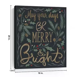 Best Merry and Bright Greenery Canvas Art Print Christmas Art & Wall Decor