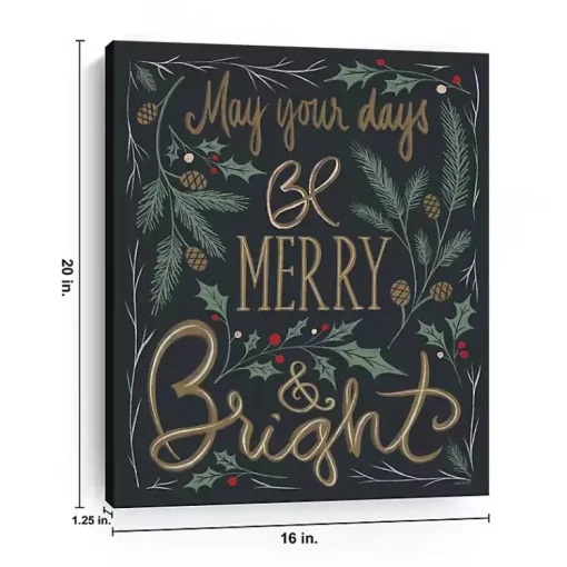 Best Merry and Bright Greenery Canvas Art Print Christmas Art & Wall Decor