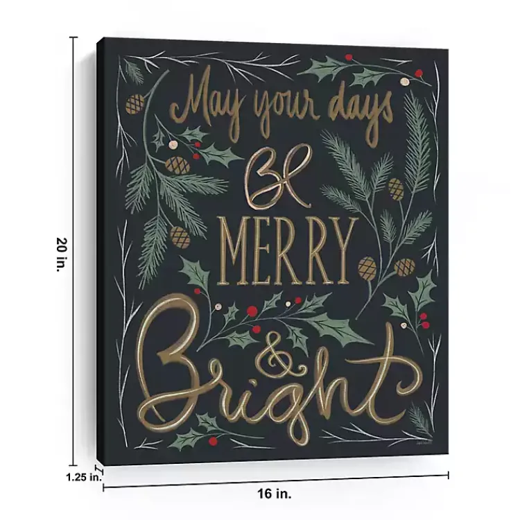 Best Merry and Bright Greenery Canvas Art Print Christmas Art & Wall Decor