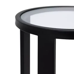 Kirklands Home Accent & End Tables|Metal & Glass Ravalli Drink Table Black