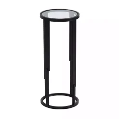 Kirklands Home Accent & End Tables|Metal & Glass Ravalli Drink Table Black