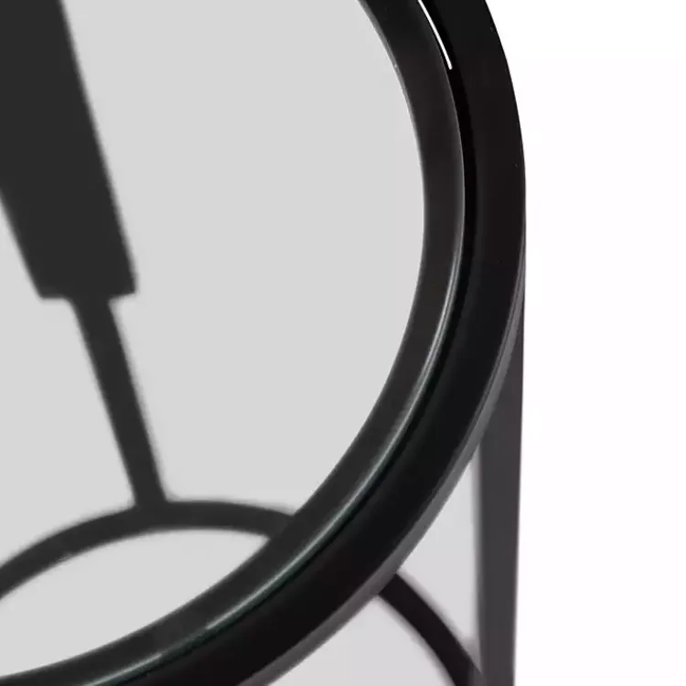 Kirklands Home Accent & End Tables|Metal & Glass Ravalli Drink Table Black