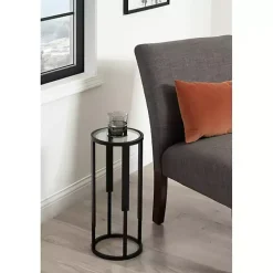 Kirklands Home Accent & End Tables|Metal & Glass Ravalli Drink Table Black