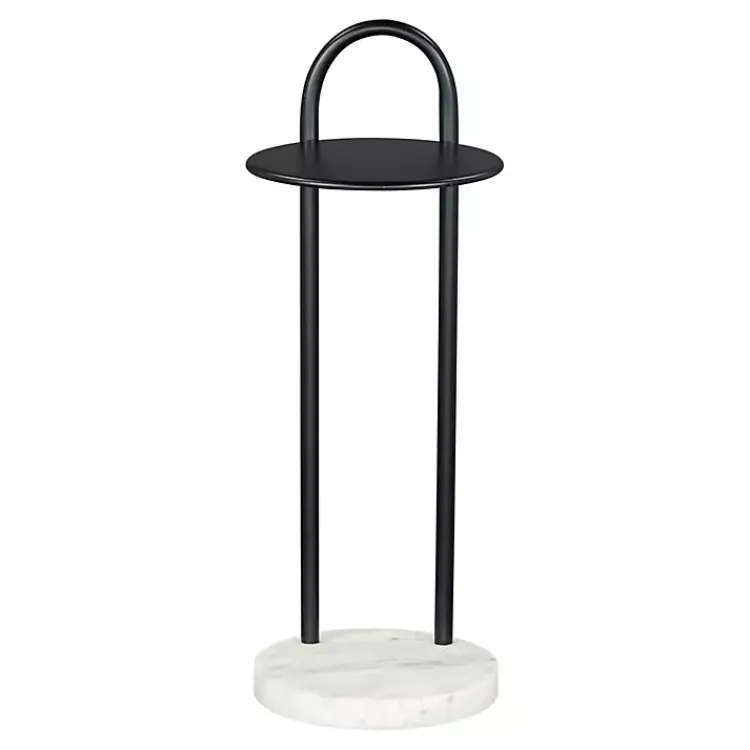 Kirklands Home Accent & End Tables|Black Metal & Marble Loop Accent Table White