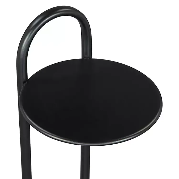 Kirklands Home Accent & End Tables|Black Metal & Marble Loop Accent Table White