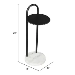 Kirklands Home Accent & End Tables|Black Metal & Marble Loop Accent Table White