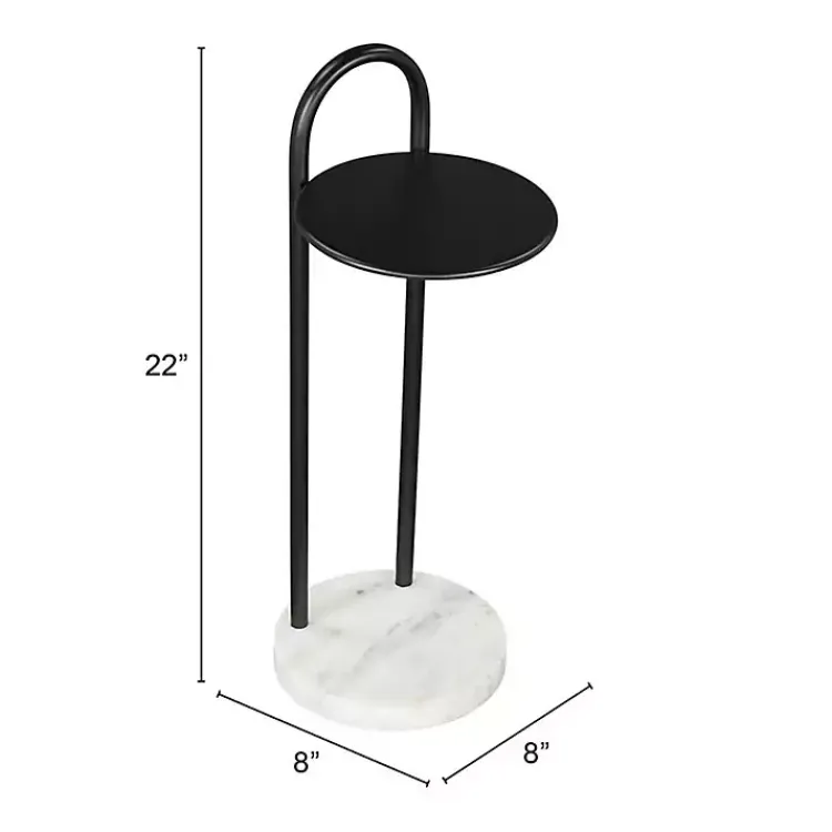 Kirklands Home Accent & End Tables|Black Metal & Marble Loop Accent Table White