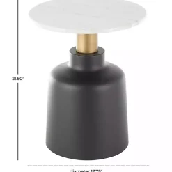 Kirklands Home Accent & End Tables|Black Metal & Marble Pedestal Accent Table White