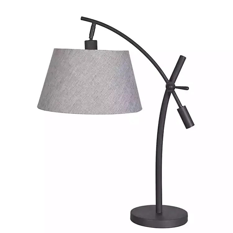 Kirklands Home Table Lamps|Black Metal Adjustable Task Shade Table Lamp Gray