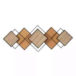 Kirklands Home Wall Plaques|Black Metal and Bamboo Diamond Wall Plaque