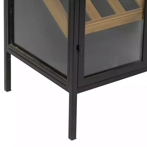 Kirklands Home Kitchen Islands & Bar Carts|Black Metal and Brown Wood Standing Wine Rack