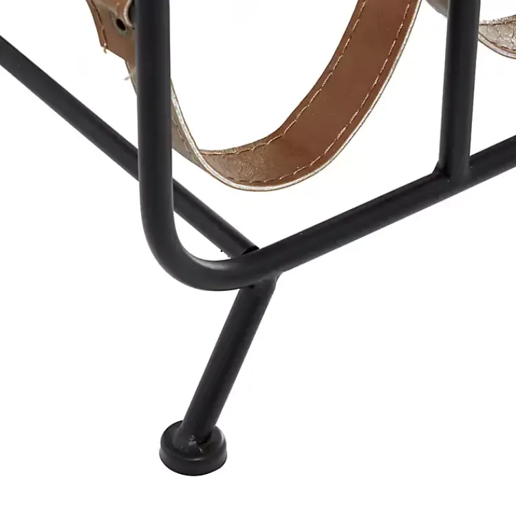 Kirklands Home Barware|Black Metal and Faux Leather Wine Rack