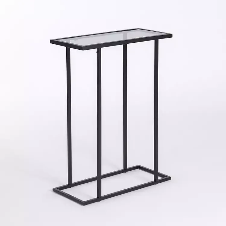 Kirklands Home Accent & End Tables|Metal and Glass Rectangular Accent Table Black