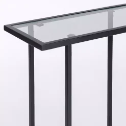 Kirklands Home Accent & End Tables|Metal and Glass Rectangular Accent Table Black