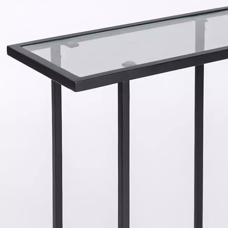 Kirklands Home Accent & End Tables|Metal and Glass Rectangular Accent Table Black