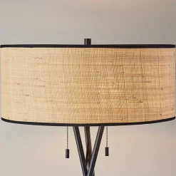 Kirklands Home Floor Lamps|Black Metal and Rat Tripod Floor Lamp Tan