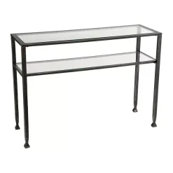 Kirklands Home Console Tables|Metal and Tempered Glass Console Table Black