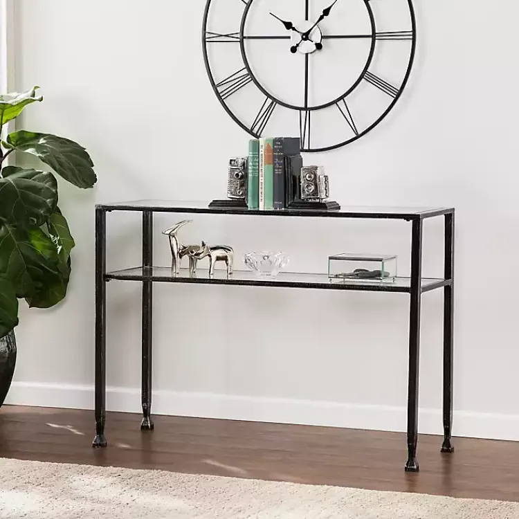 Kirklands Home Console Tables|Metal and Tempered Glass Console Table Black