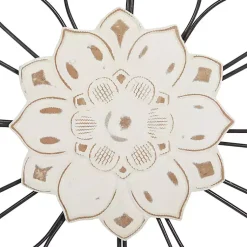 Kirklands Home Wall Plaques|Black Metal and Wood Floral Wall Plaques, Set of 2