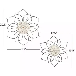 Kirklands Home Wall Plaques|Black Metal and Wood Floral Wall Plaques, Set of 2