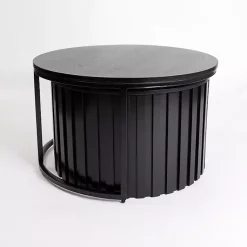 Kirklands Home Coffee Tables|Metal and Wood 2-pc. Storage Nesting Tables Black