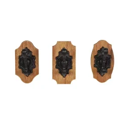 Kirklands Home Hooks|Black Metal and Wood Wall Hooks, Set of 3
