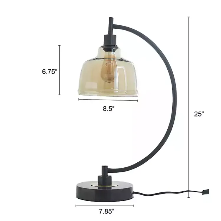 Kirklands Home Table Lamps|Black Metal Arched Task Lamp Brown