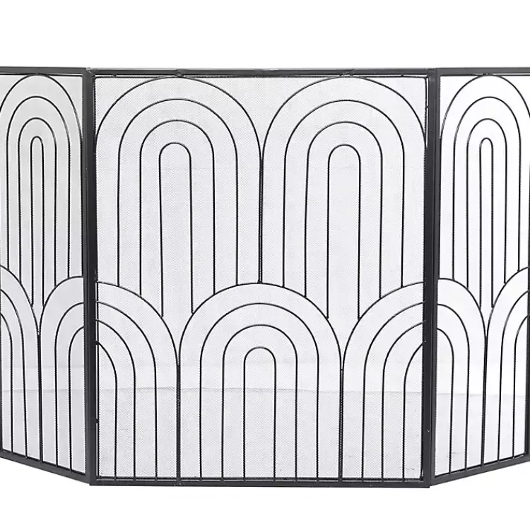 New Black Metal Arches Fireplace Screen Fireplace Accessories