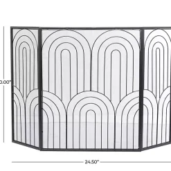 New Black Metal Arches Fireplace Screen Fireplace Accessories