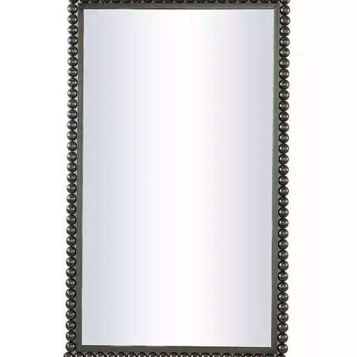 Kirklands Home Decorative Mirrors|Black Metal Beaded Frame Wall Mirror