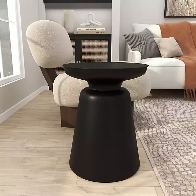 Kirklands Home Accent & End Tables|Metal Bell Shaped Accent Table Black