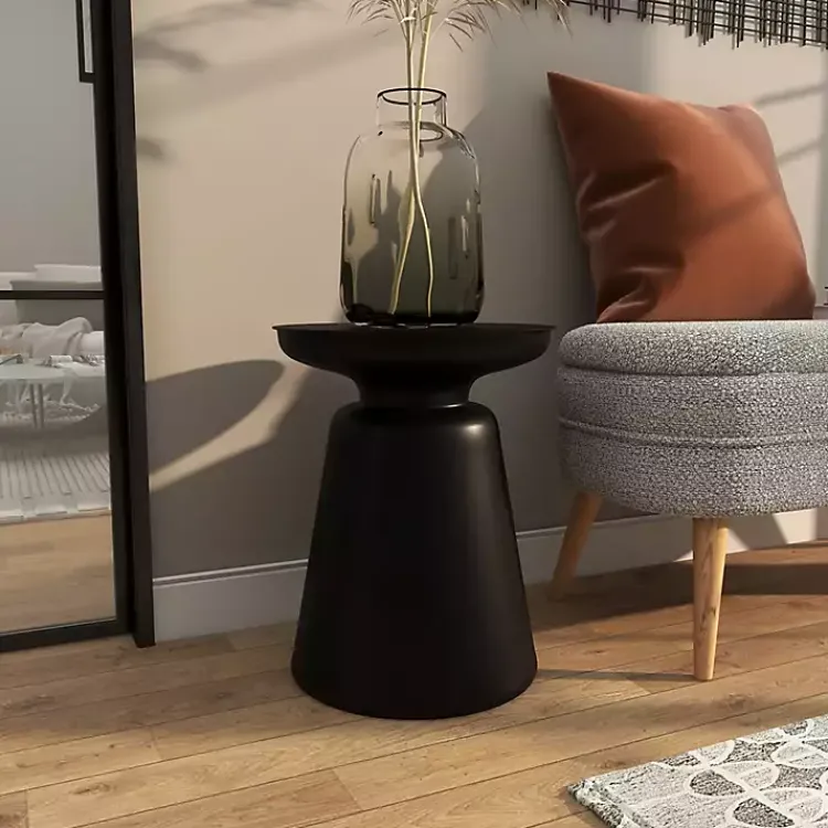 Kirklands Home Accent & End Tables|Metal Bell Shaped Accent Table Black