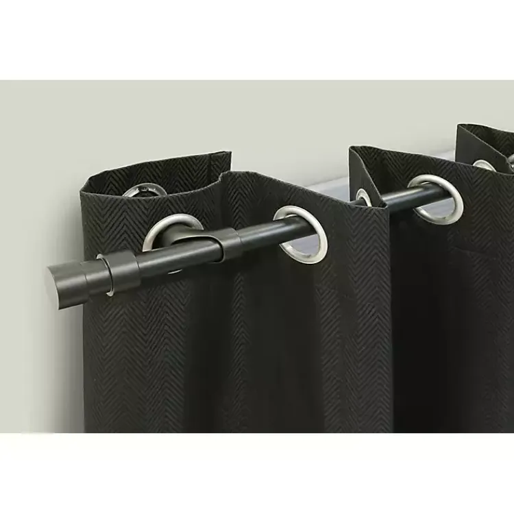 Kirklands Home Curtain Rods & Hardware|Black Metal Blackout Finial Curtain Rod, 72 in.