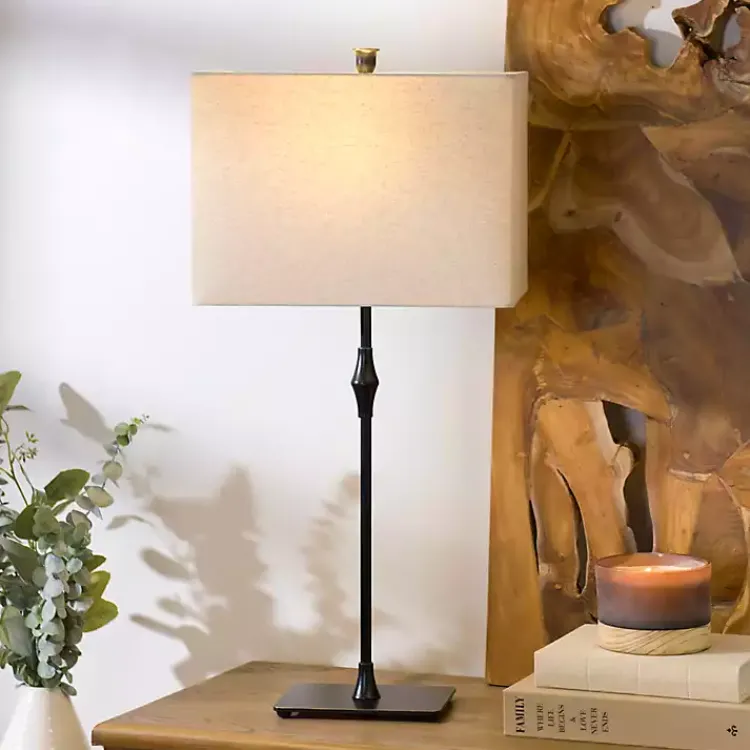 Kirklands Home Table Lamps|Black Metal Candlestick Table Lamp Tan
